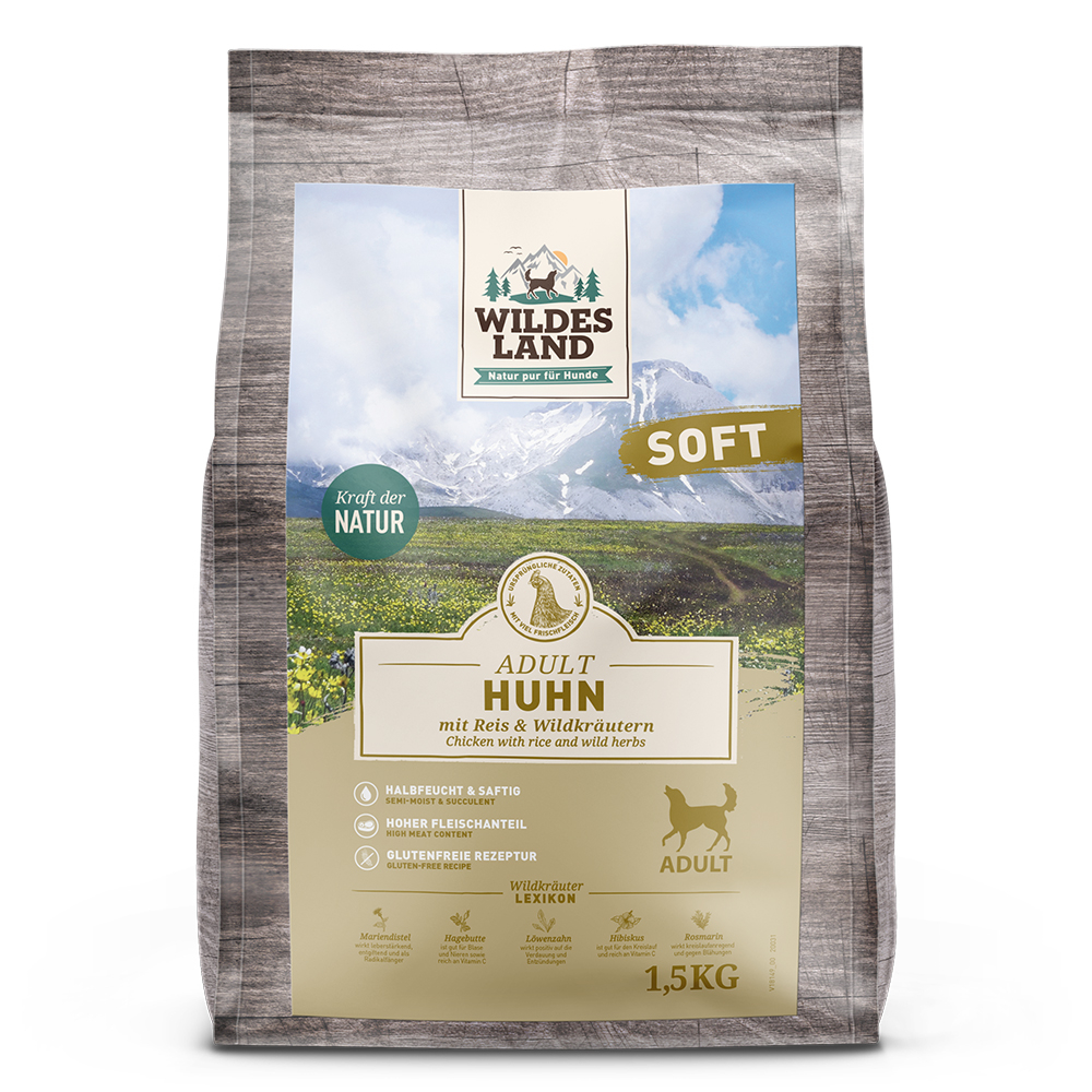 Wildes Land - Hund Trockenfutter - Soft Adult Huhn mit Reis und Wildkräutern